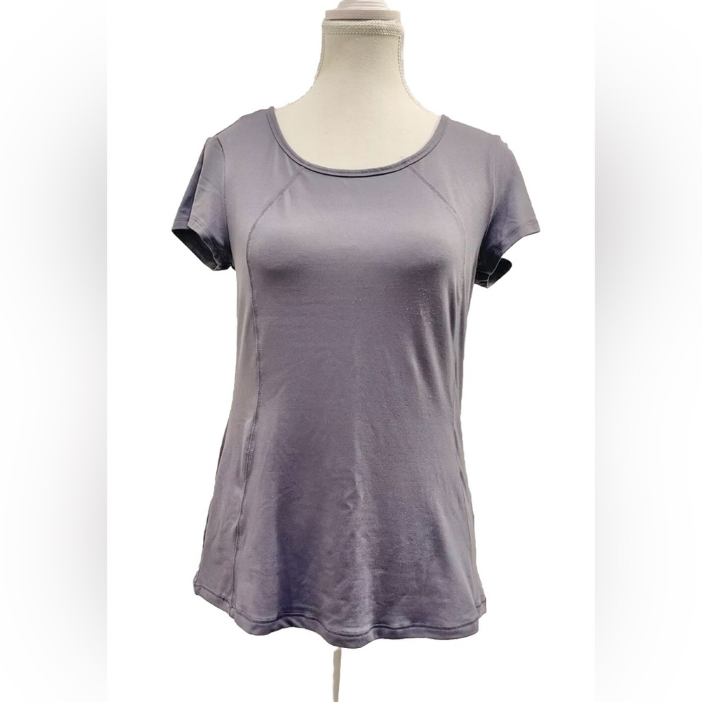 Yogalicious Women’s Purple Workout Top Stretchy  Short Sleeve Athletic XS